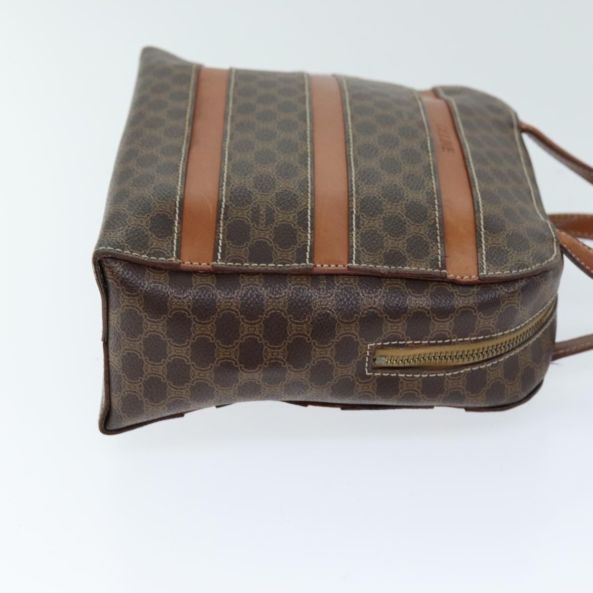 Luxury CELINE Macadam Canvas Hand Bag PVC Brown 73854
