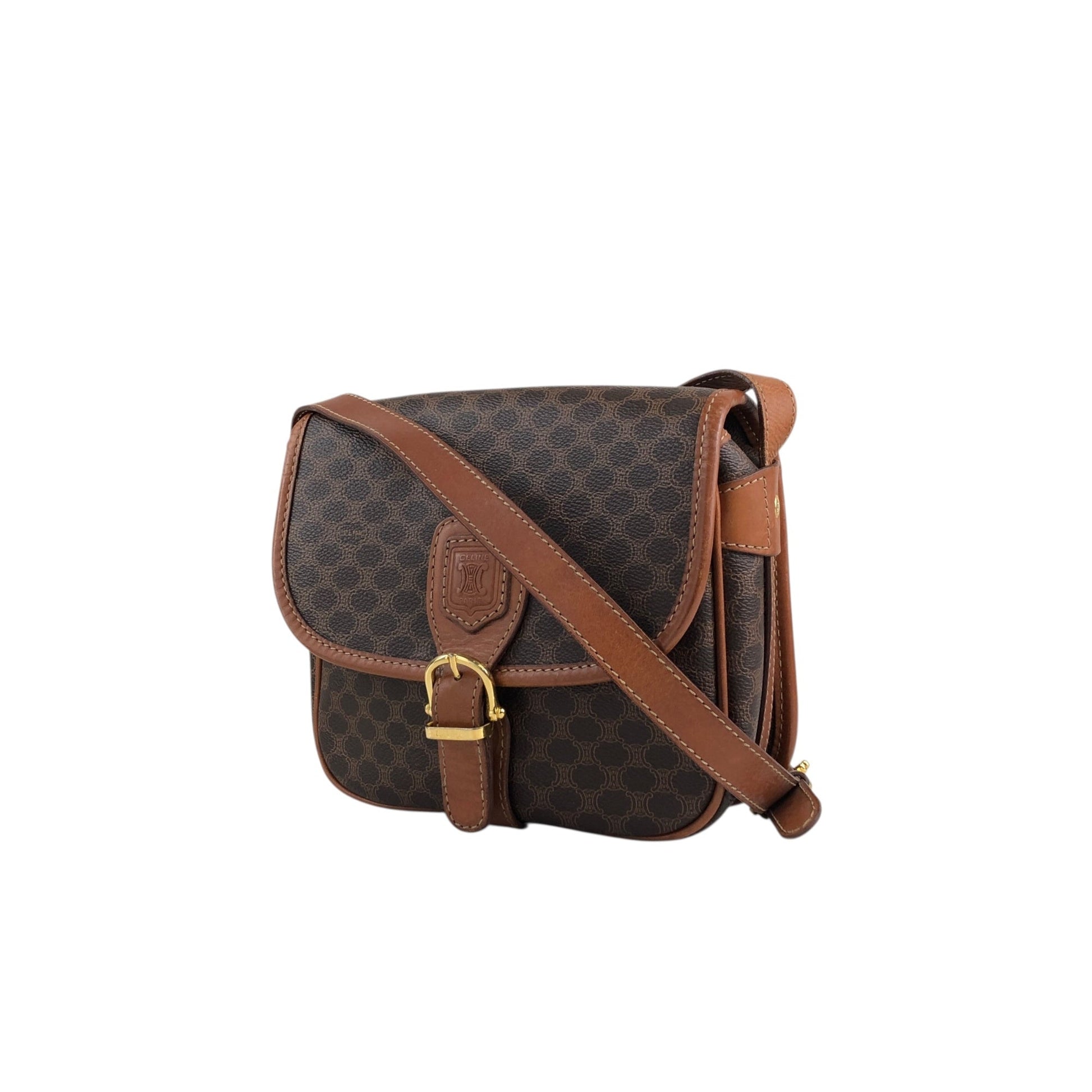 CELINE Front Buckle Shoulder bag Brown v3jfnr