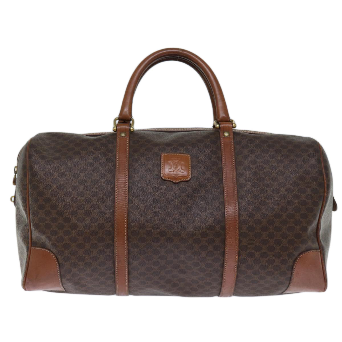 Luxury CELINE Macadam Canvas Boston Bag PVC Brown 74226