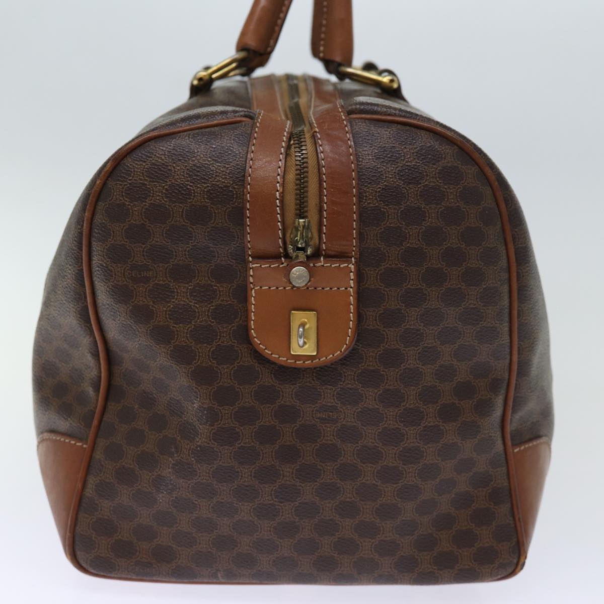 Luxury CELINE Macadam Canvas Boston Bag PVC Brown 74226
