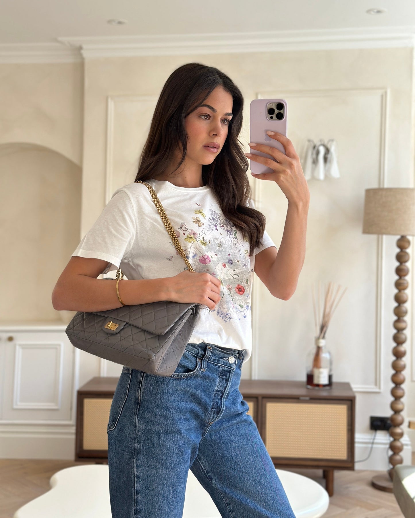 Chanel Grey Medium Reissue 2.55 Double Flap Bag - Rovelle Bags