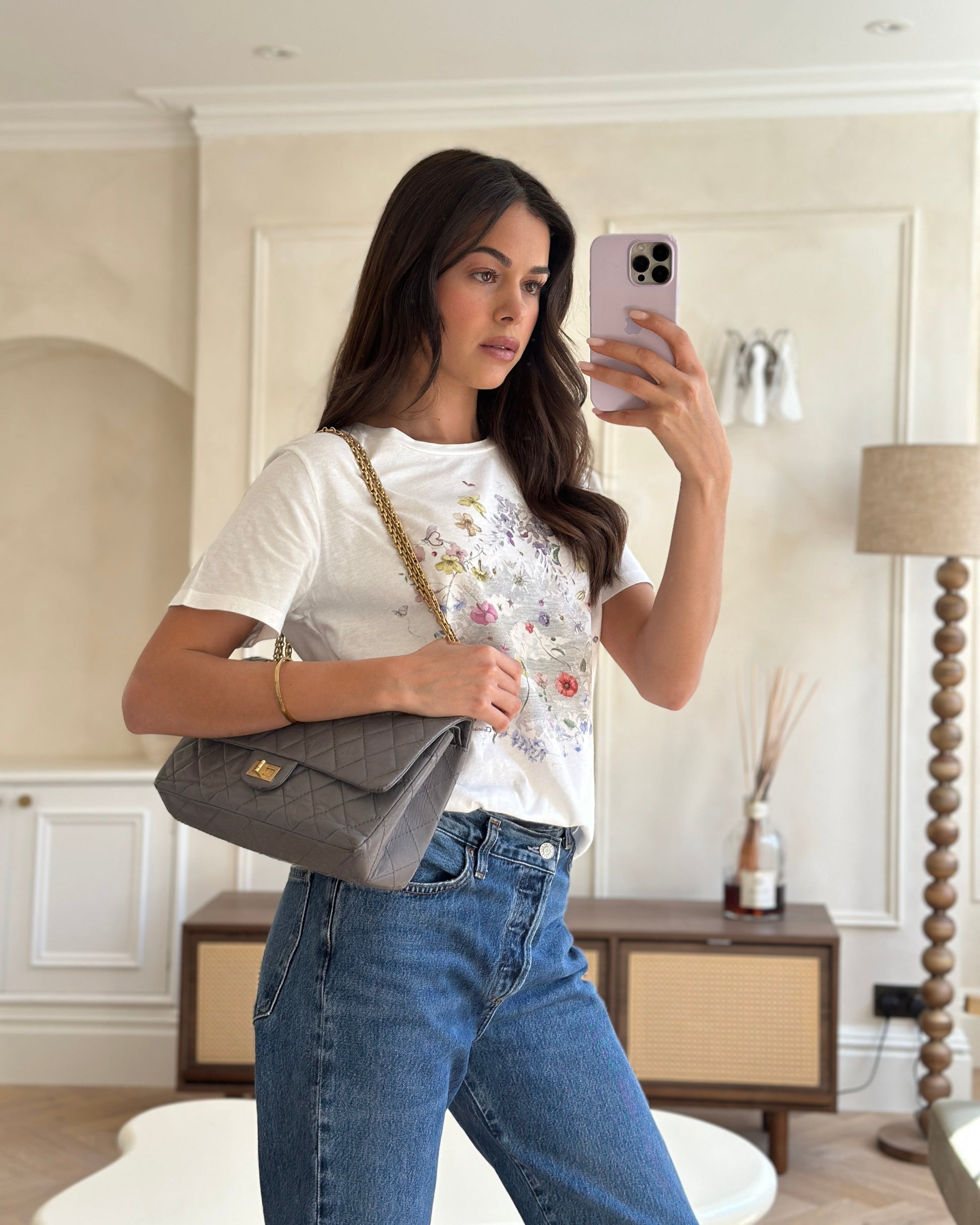Chanel Grey Medium Reissue 2.55 Double Flap Bag - Rovelle Bags