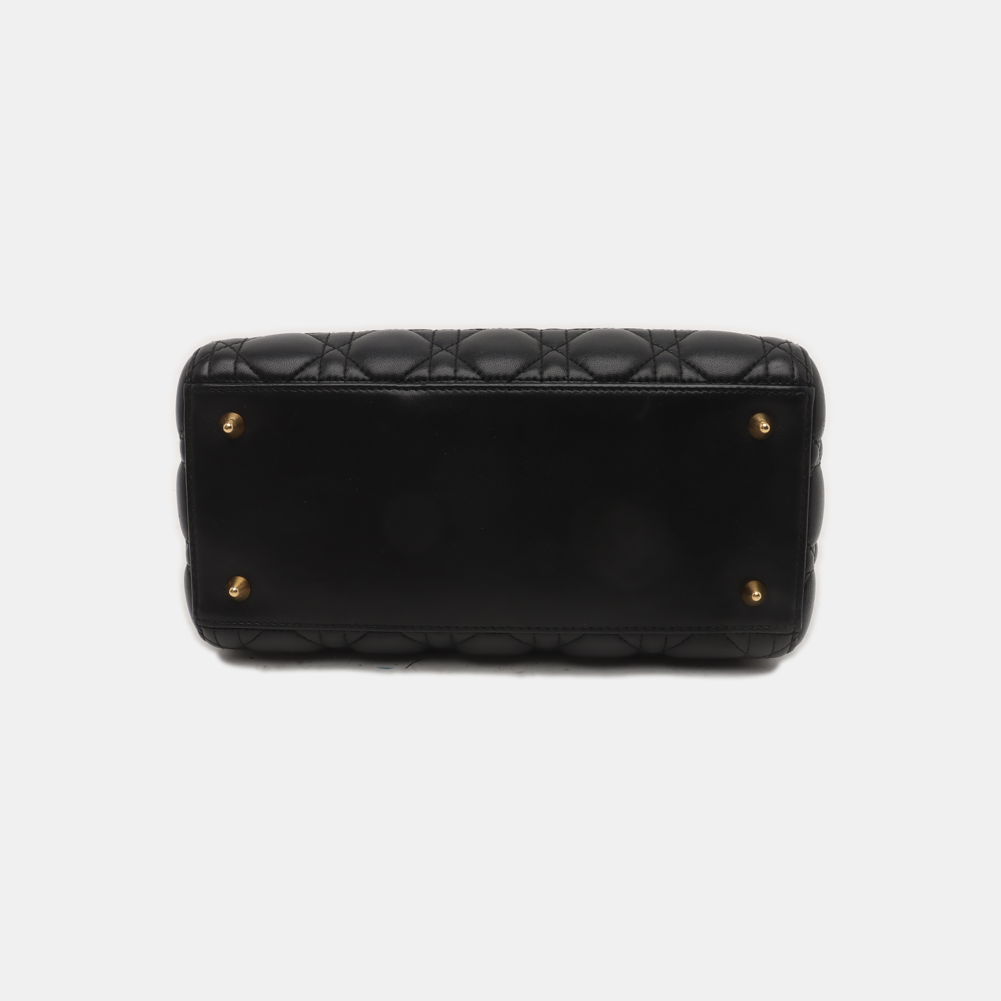 Lady Dior Medium Handbag Black Lambskin Leather Gold Hardware