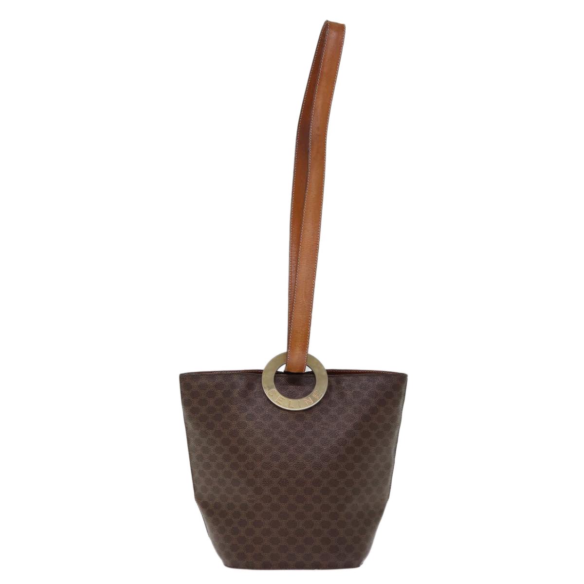 Luxury CELINE Macadam Canvas Shoulder Bag PVC Brown 74685