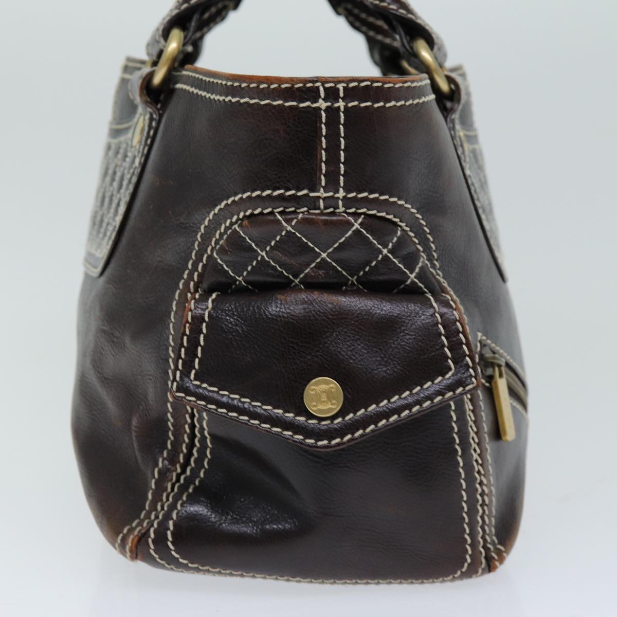 Luxury CELINE Hand Bag Leather Brown 74692