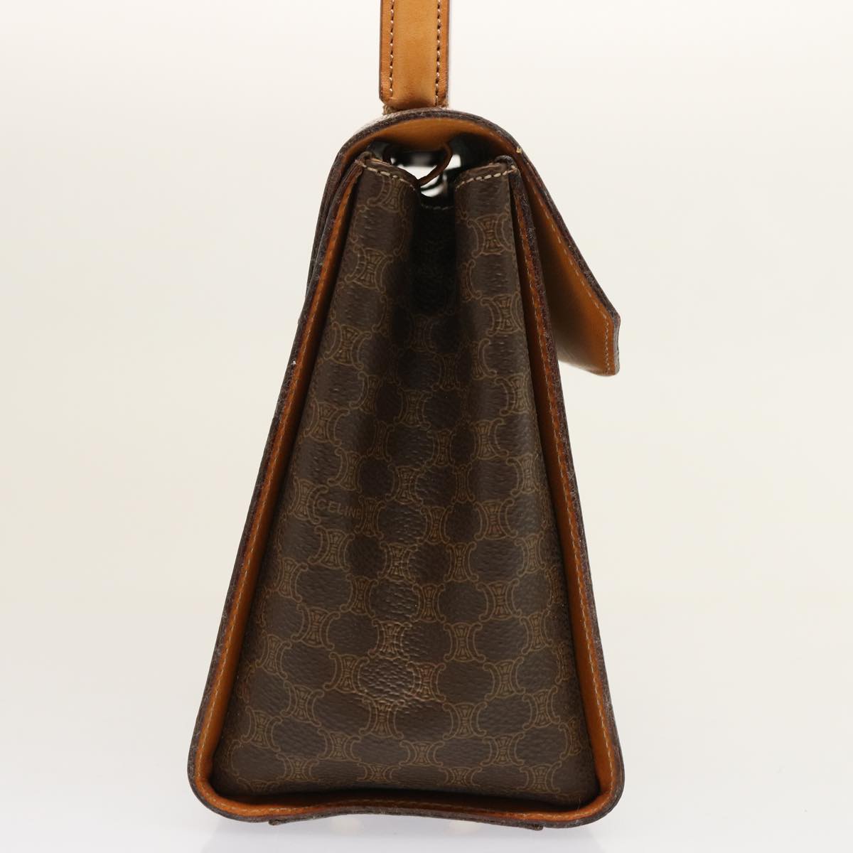 Luxury CELINE Macadam Canvas Hand Bag PVC Brown 75566