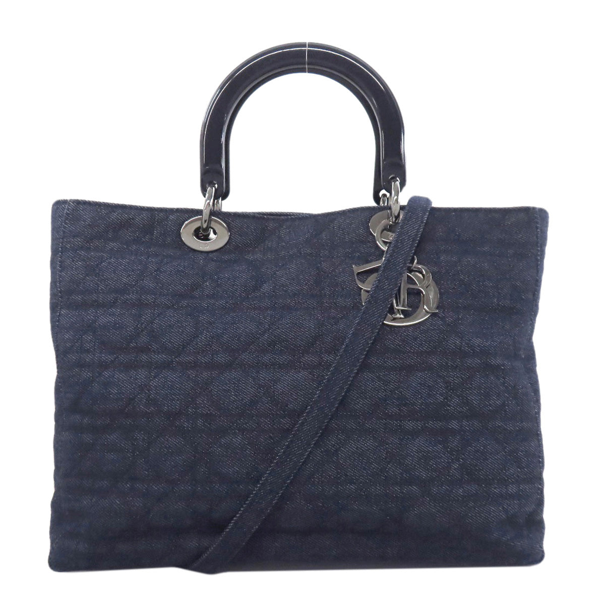 Christian Dior Handbag denim Navy Lady Dior Cannage Tote 2WAY