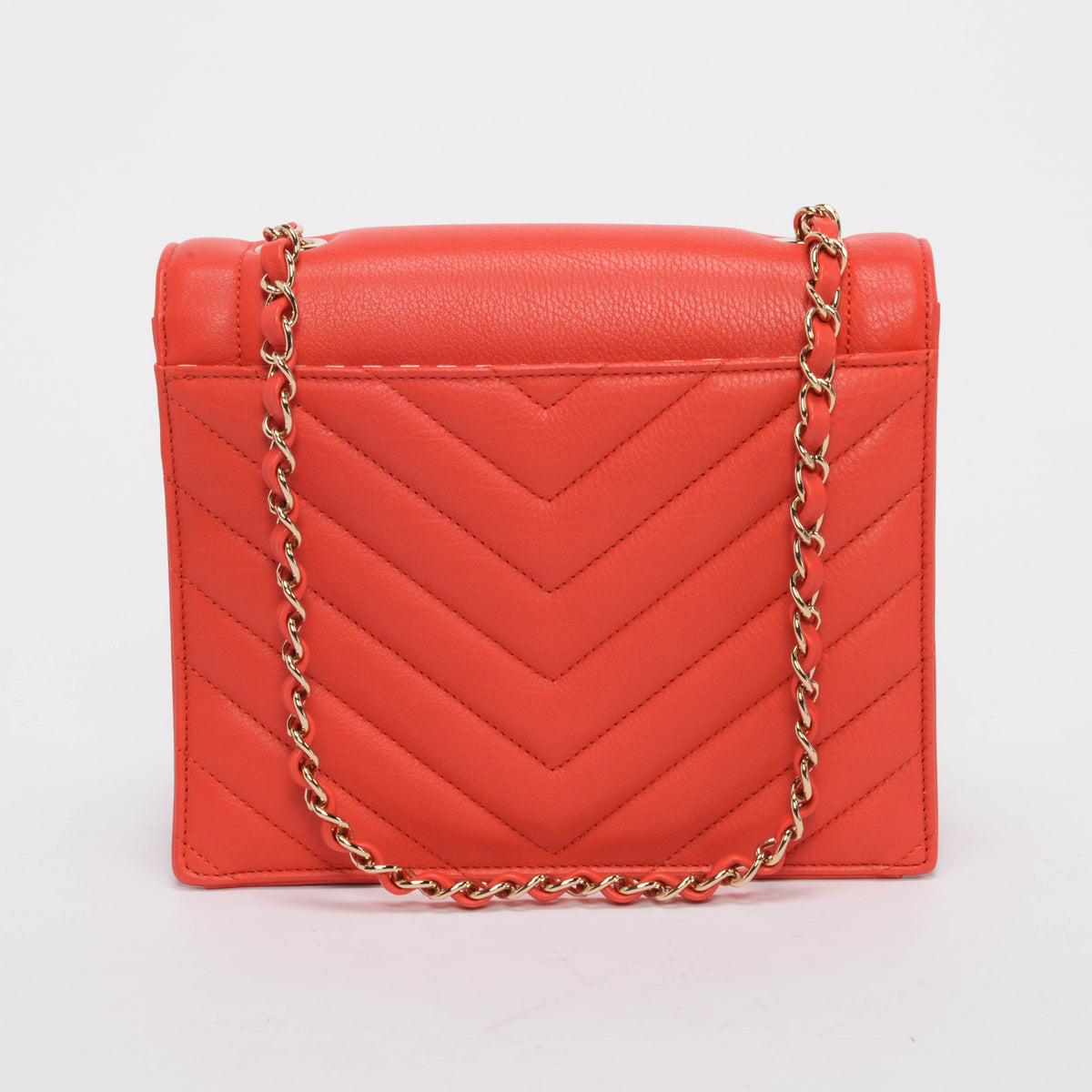 Chanel Red Chevron Calfskin Small Envelope Flap Bag - Rovelle Bags