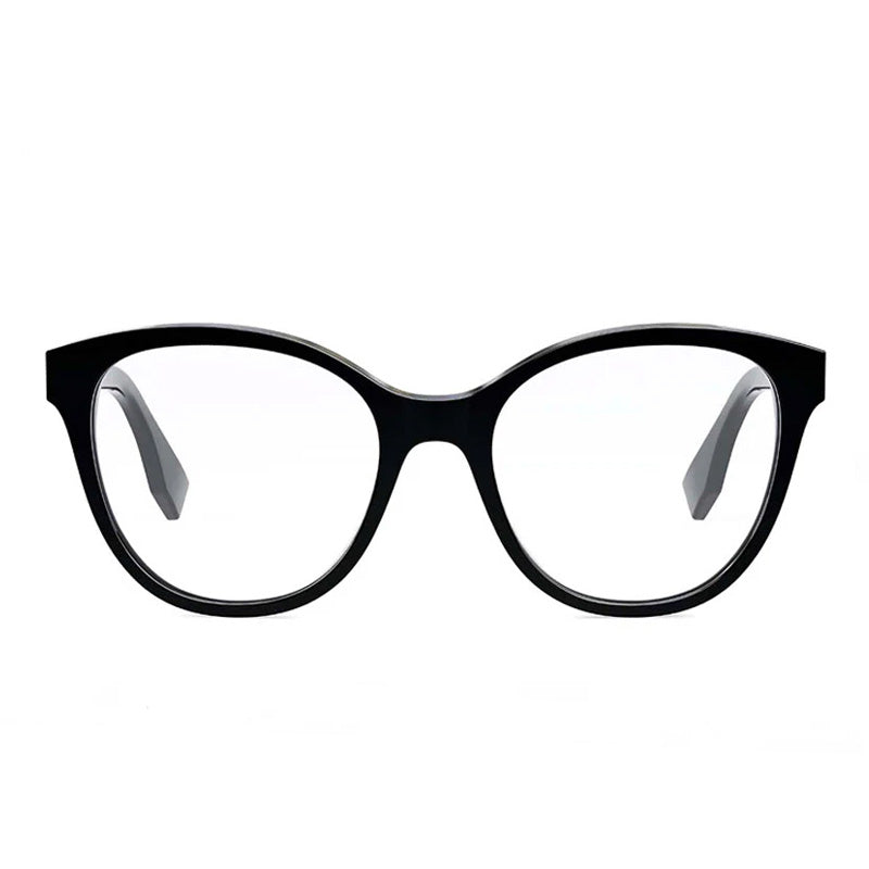 Fendi Eyeglasses Cat Eye Full Rim, Shiny Black Frame and Clear Demo Lenses Lens FE50024I001