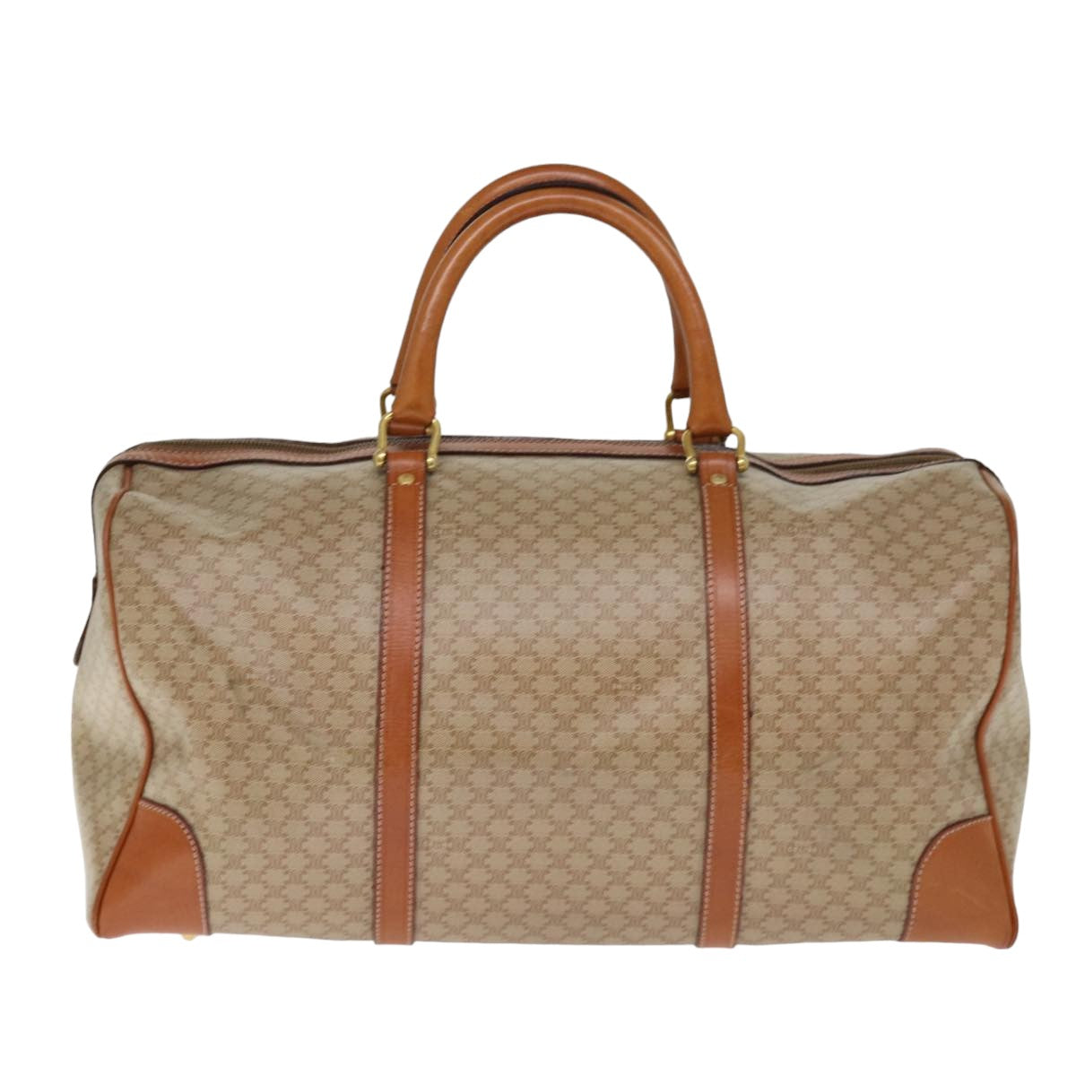 Luxury CELINE Macadam Canvas Boston Bag Beige 76023