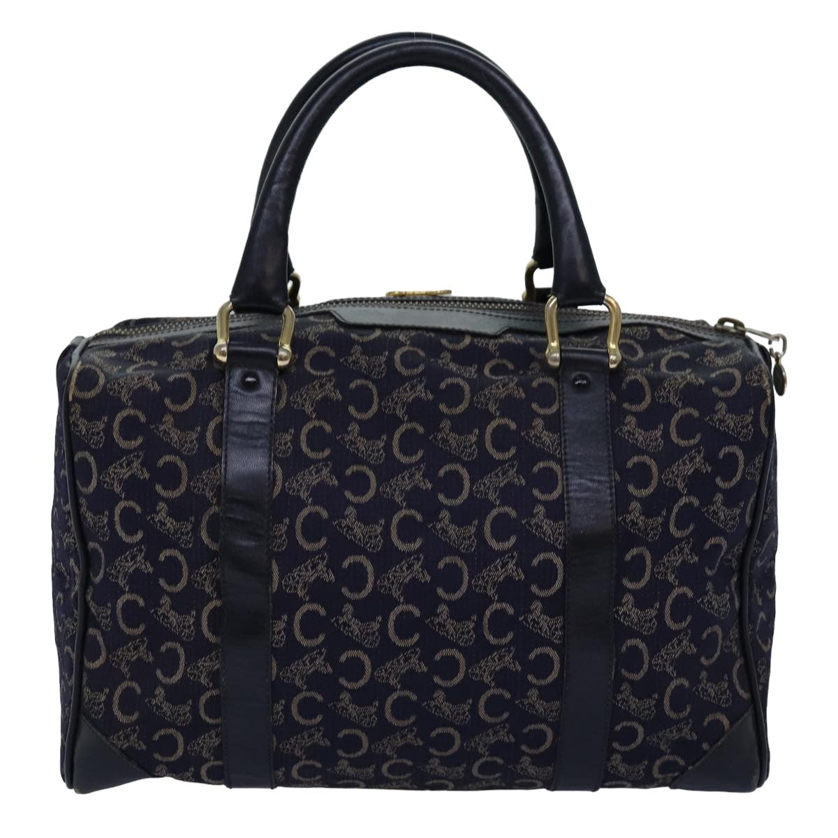 Luxury CELINE C Macadam Canvas Boston Bag Navy 76140