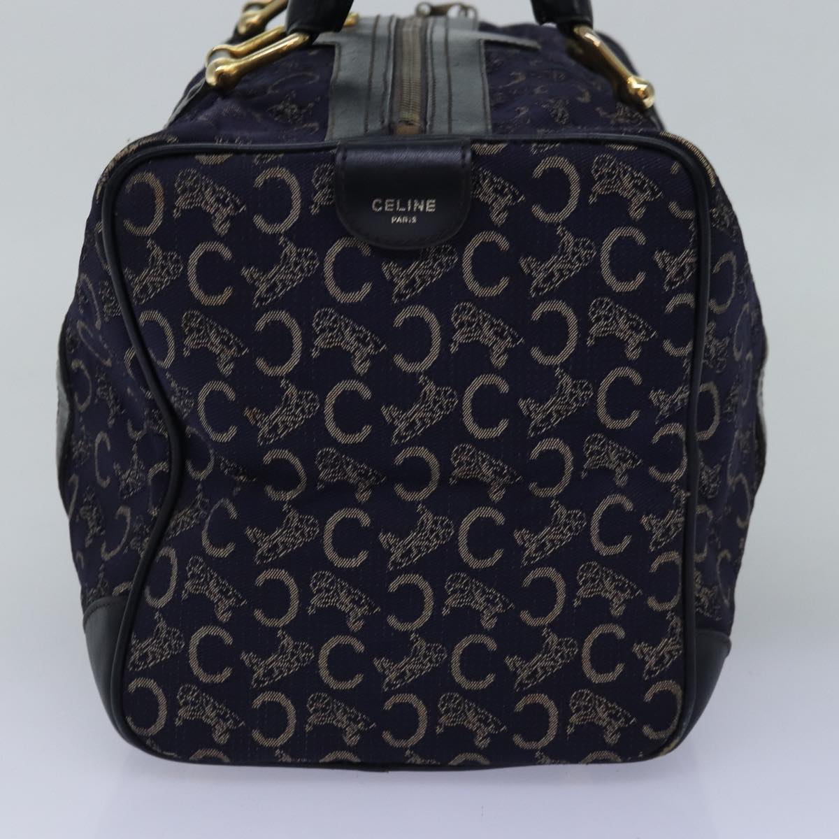 Luxury CELINE C Macadam Canvas Boston Bag Navy 76140