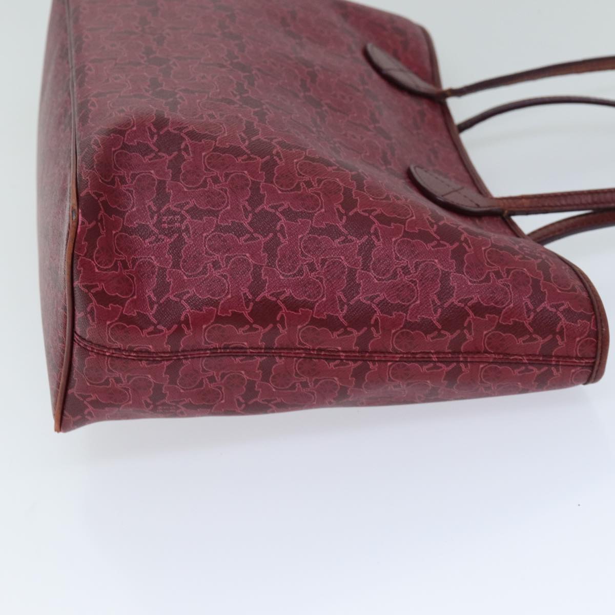 Luxury CELINE Horse Carriage Macadam Canvas Tote Bag PVC Leather Bordeaux 76141