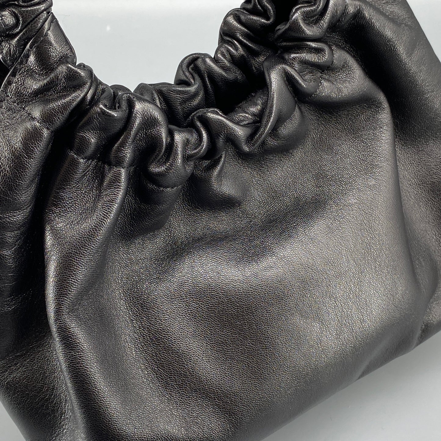 The Row Double Circle Bag Soft Black Leather Shoulder Bag