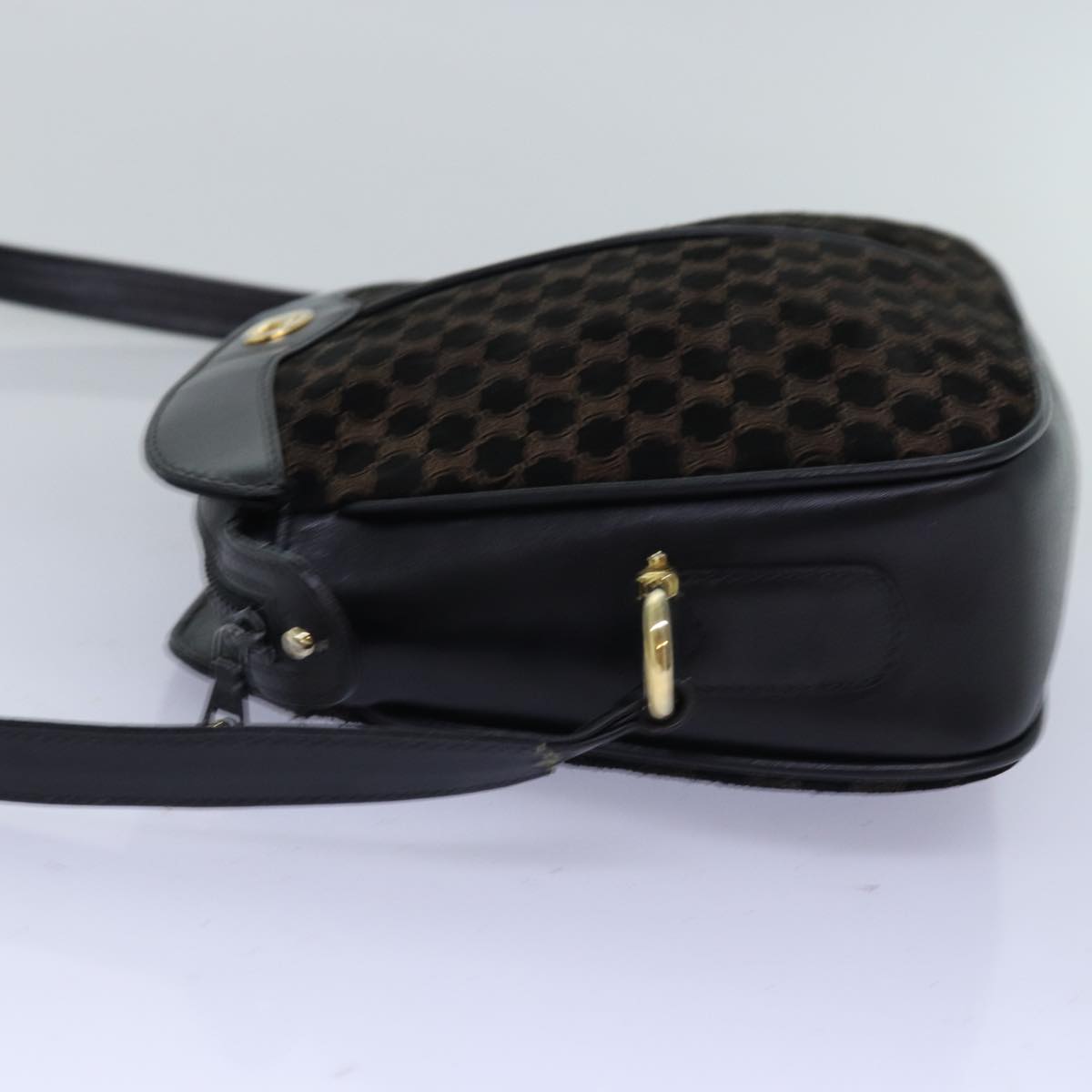 Luxury CELINE Triomphe Canvas Shoulder Bag Suede Black 76792