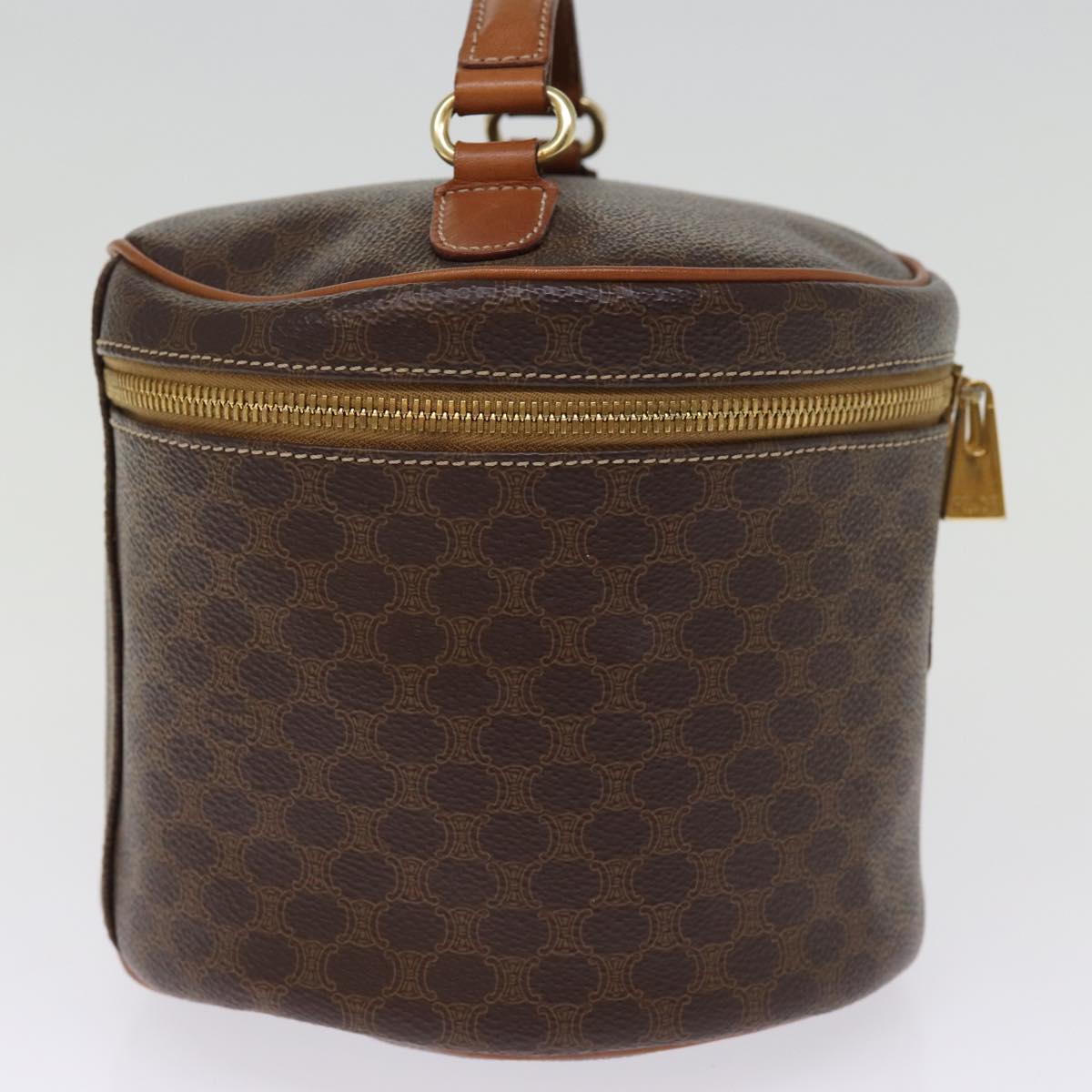Luxury CELINE Macadam Canvas Vany Hand Bag PVC Brown 77198