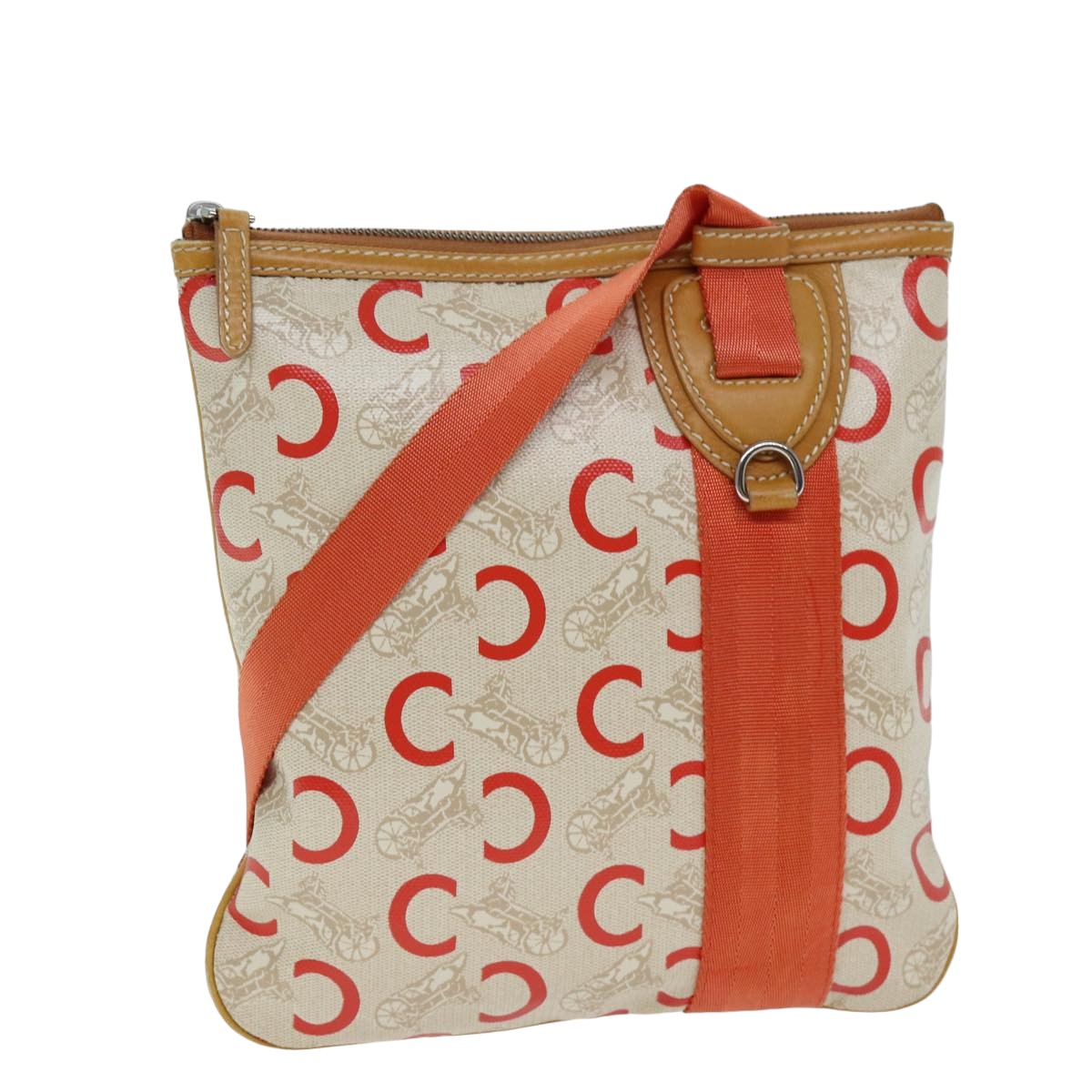 Luxury CELINE C Macadam Canvas Shoulder Bag Orange 77327