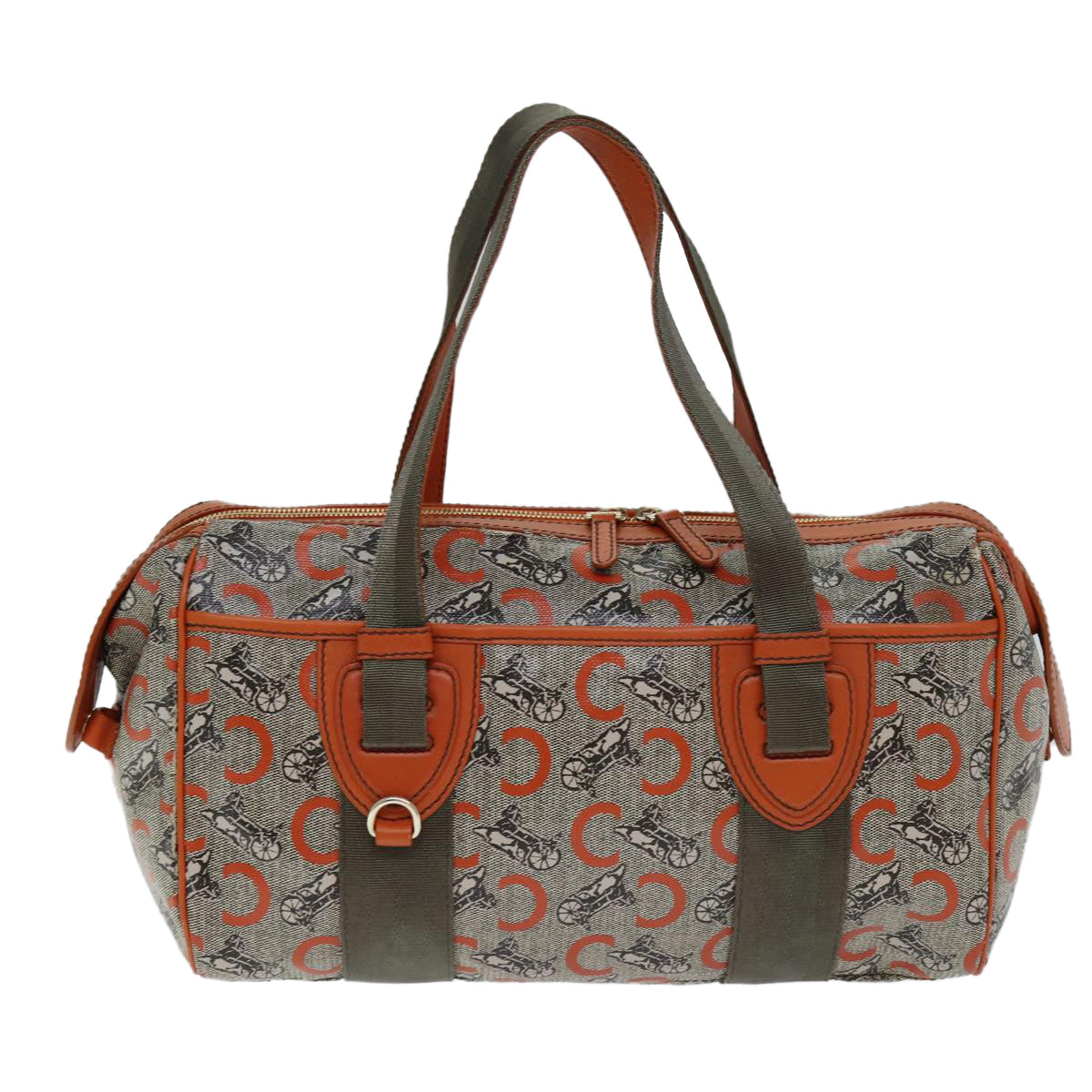 Luxury CELINE C Macadam Canvas Hand Bag Orange 77384