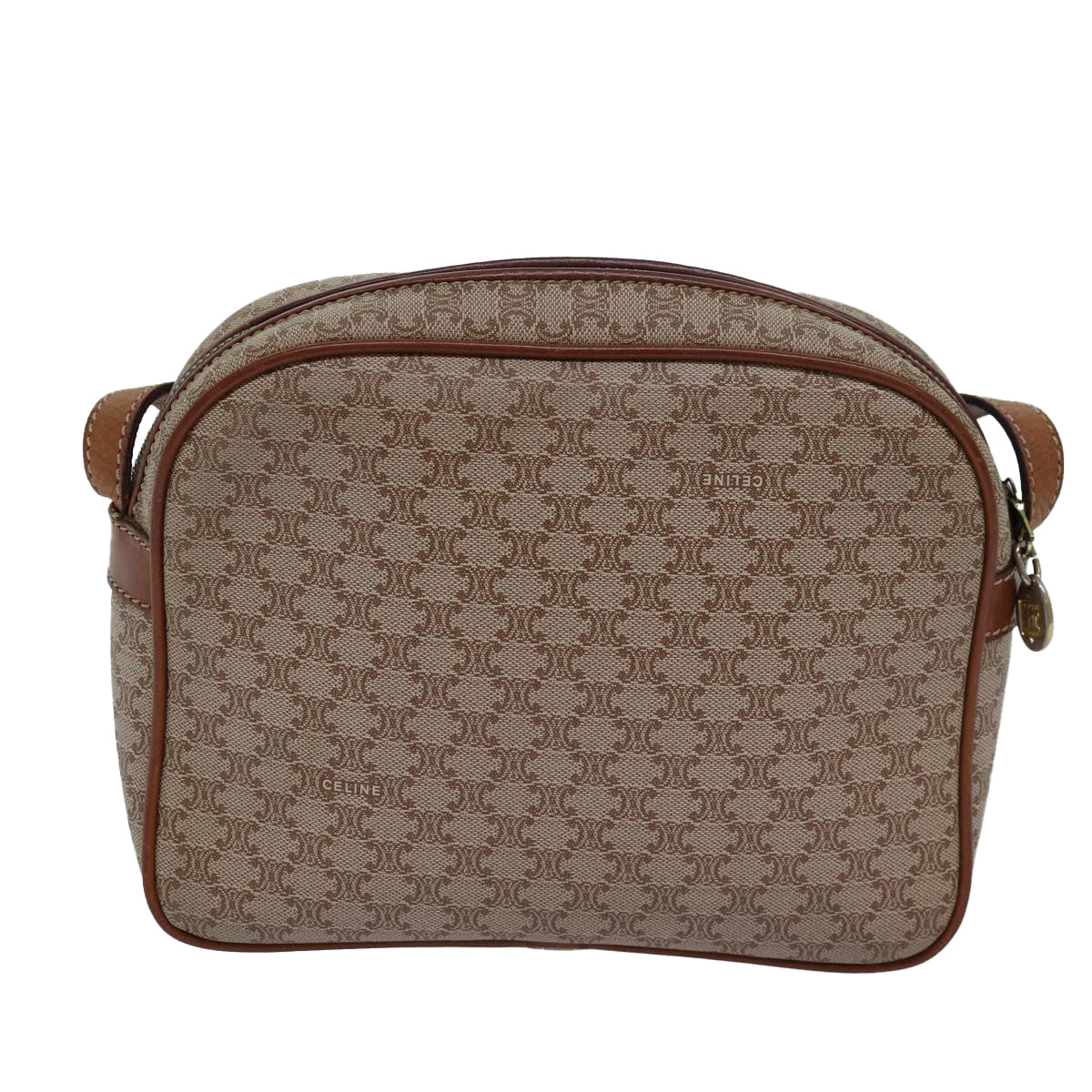 Luxury CELINE Macadam Canvas Shoulder Bag Beige 77624