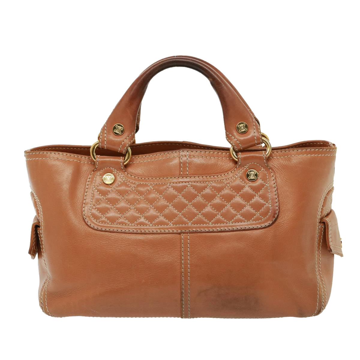 Luxury CELINE Hand Bag Leather Brown 77738
