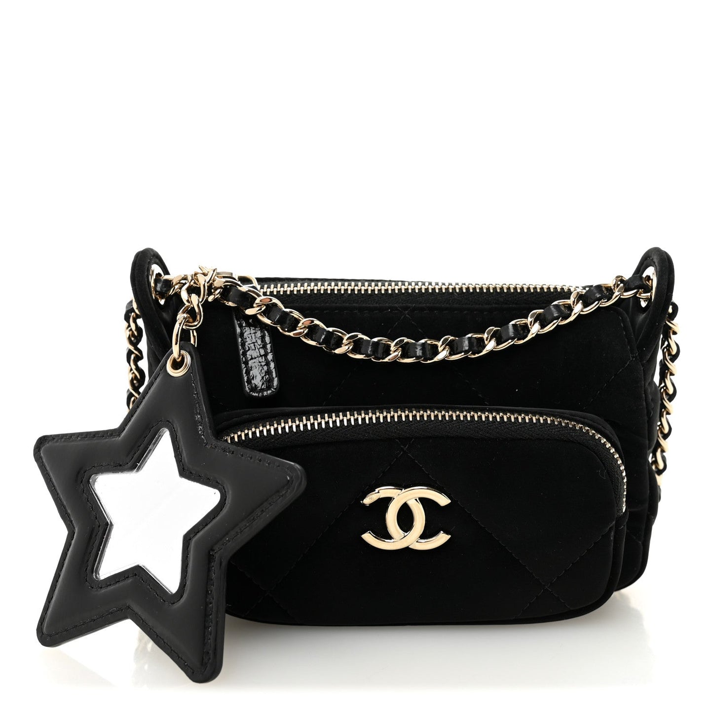 Chanel Velvet Effect Nylon Shiny Crumpled Clutch Bag - Rovelle Bags