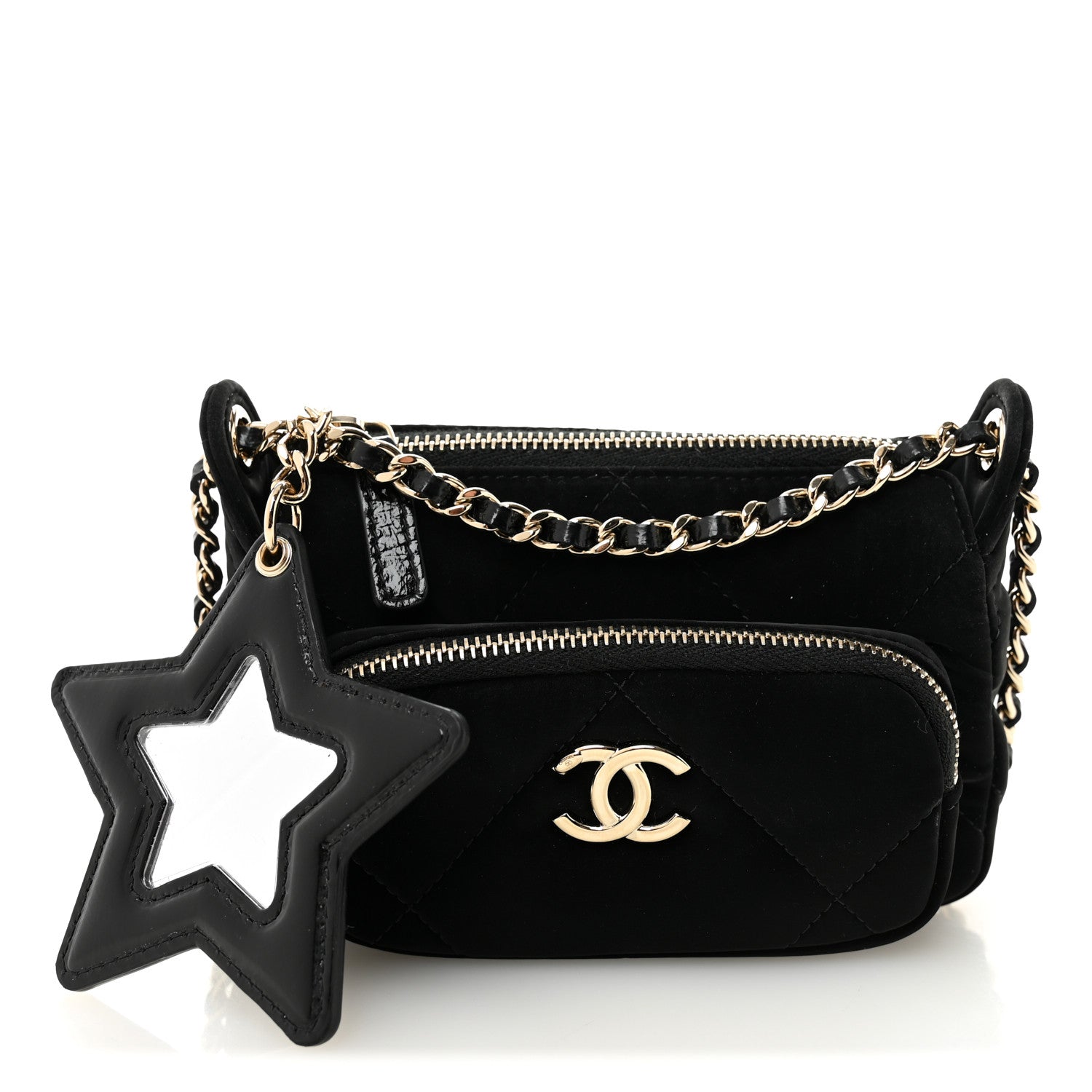 Chanel Velvet Effect Nylon Shiny Crumpled Clutch Bag - Rovelle Bags
