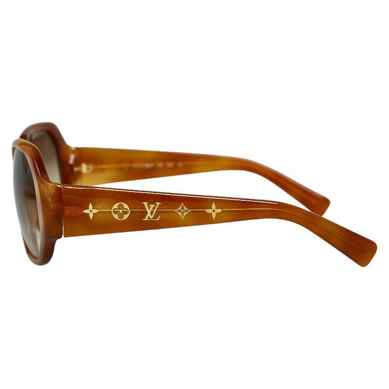 Louis Vuitton Monogram Obsession Curly Grading Lens Sun Glasses Z0028W Brown Gold Plastic Louis Vuitton
