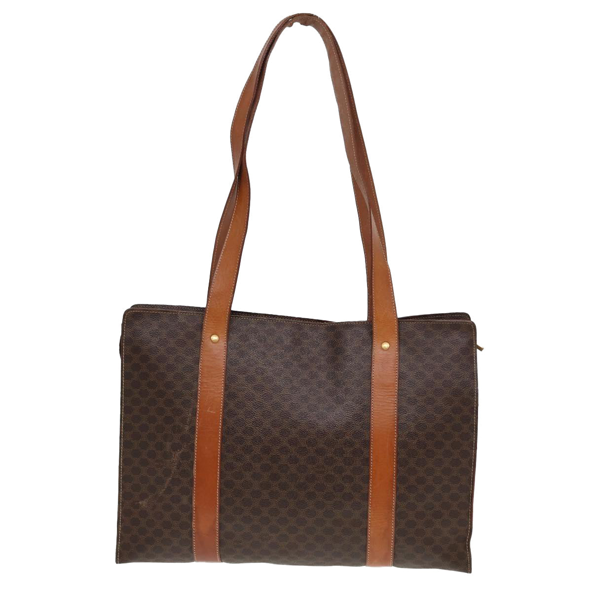 Luxury CELINE Macadam Canvas Tote Bag PVC Leather Brown 78272
