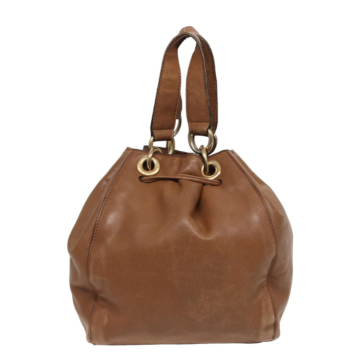 Luxury CELINE Hand Bag Leather 2way Beige 78642