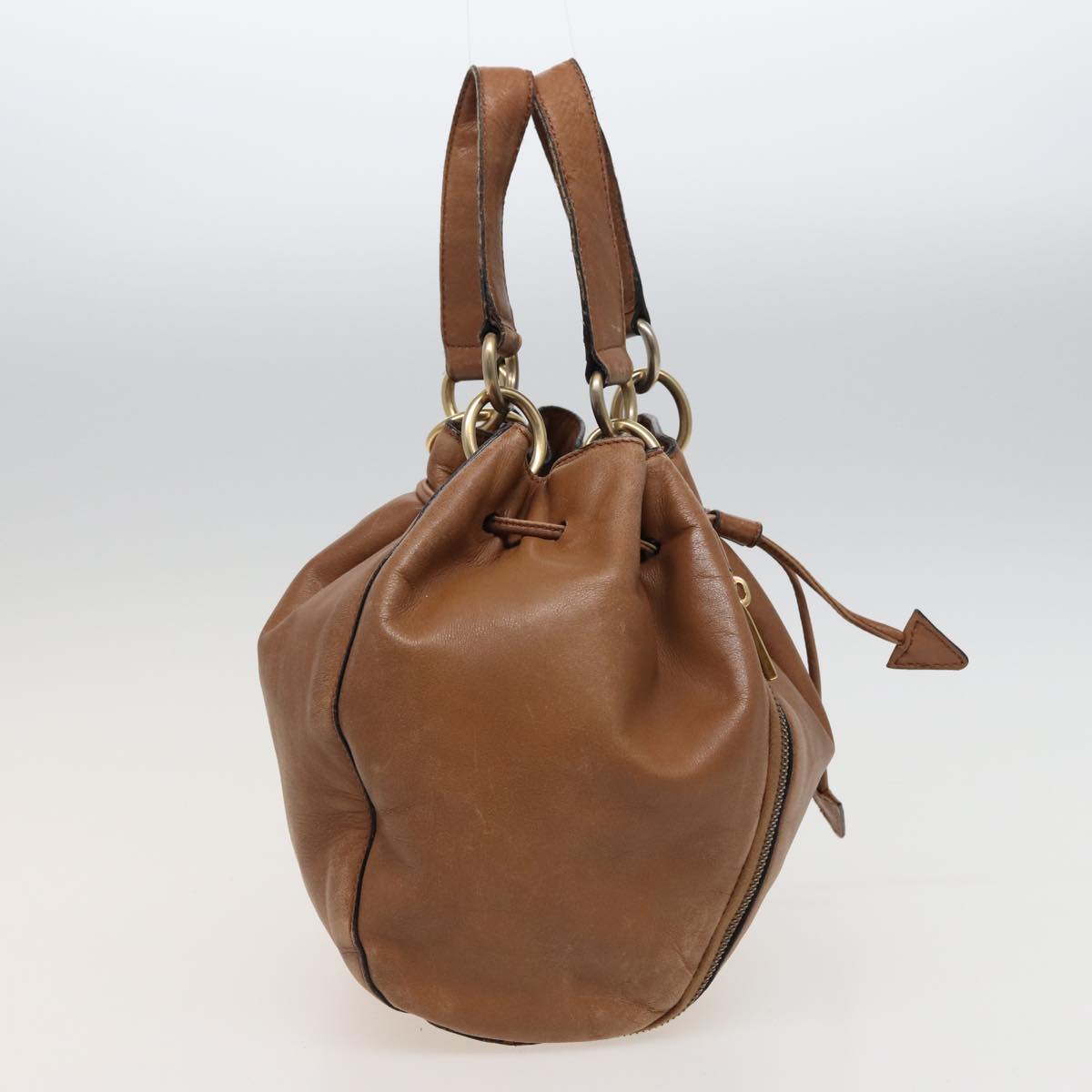Luxury CELINE Hand Bag Leather 2way Beige 78642
