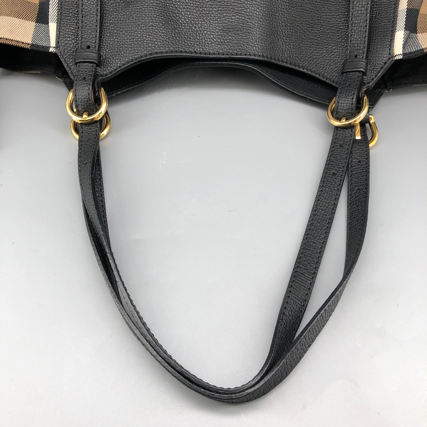 Burberry Check and Leather Tote Bag Beige