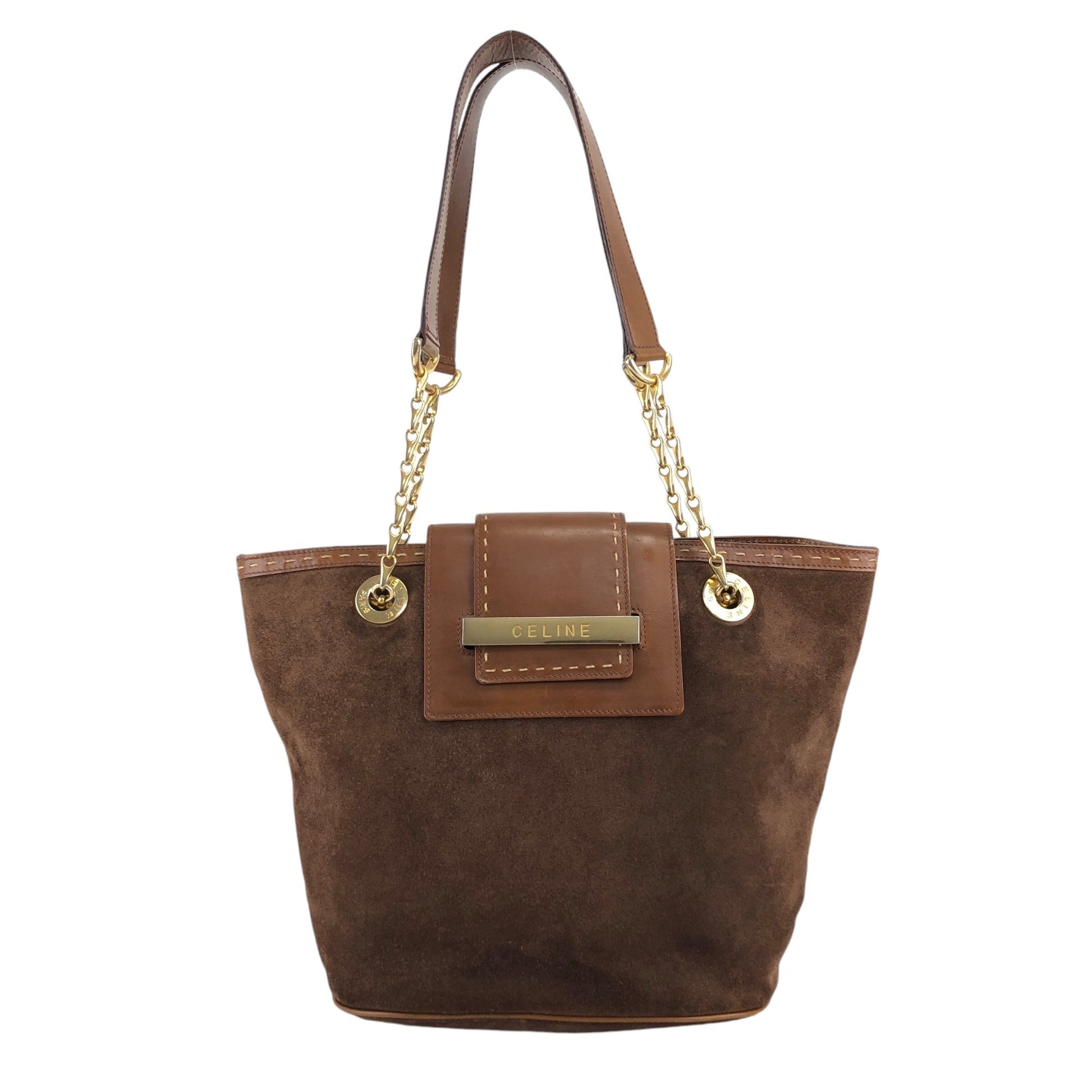 CELINE Logo Handbag Shoulder bag Brown mc6jsa