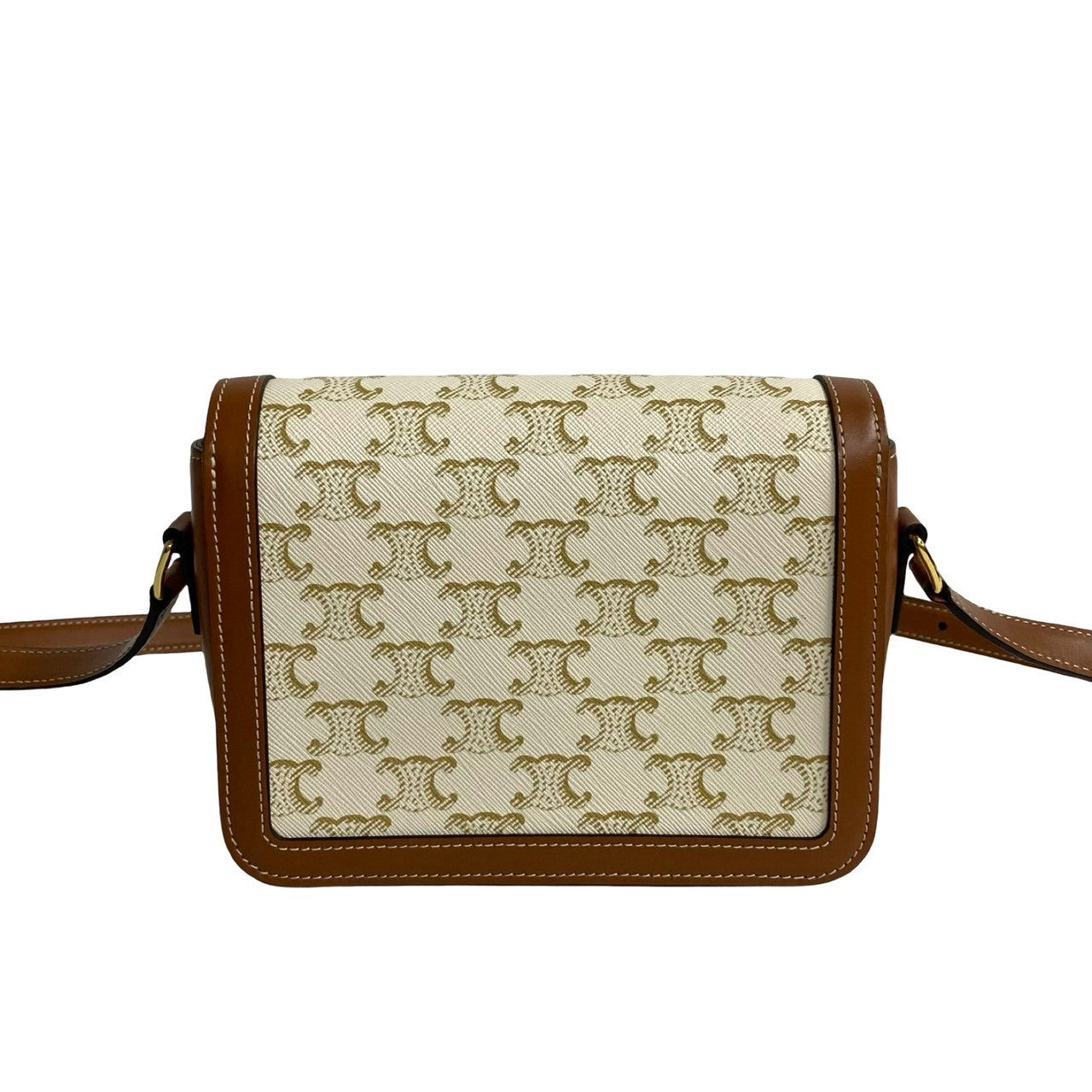 CELINE Shoulder Bag Leather, PVC Brown Triomphe logo Metal Teen Triomphe Women