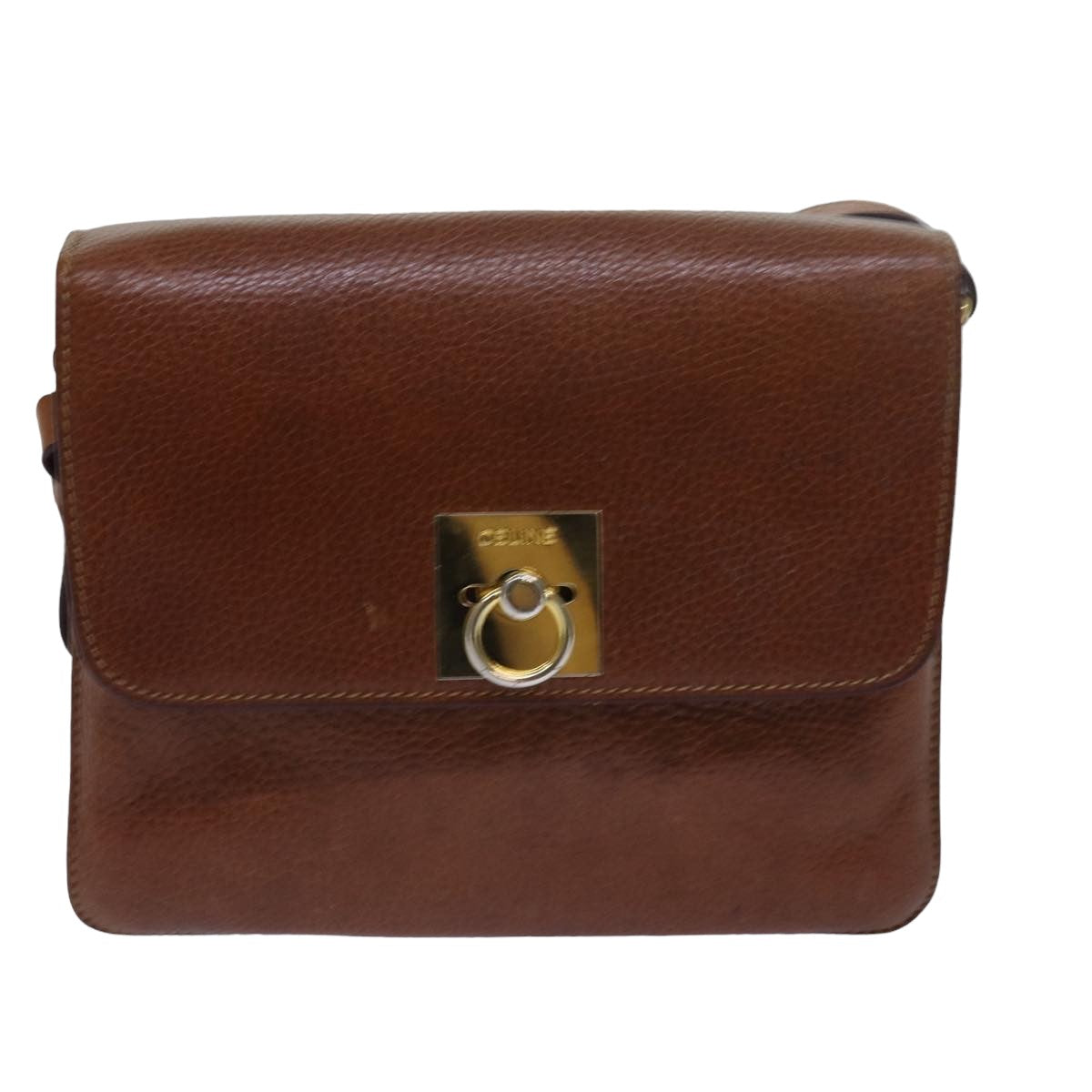 Luxury CELINE Shoulder Bag Leather Brown 79379