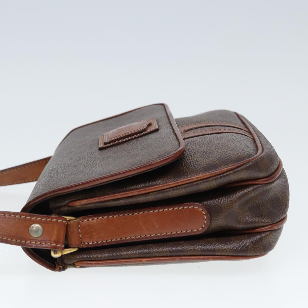 Luxury CELINE Macadam Canvas Shoulder Bag PVC Leather Brown 79666