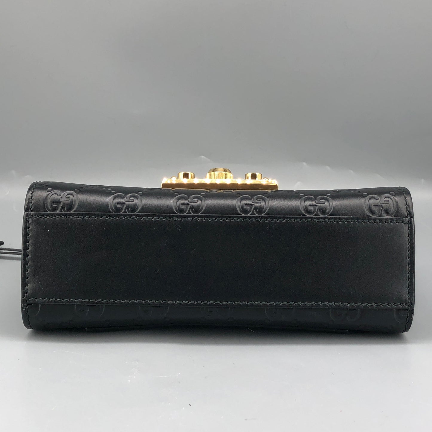 Gucci Black GG Embossed Leather Padlock Shoulder Bag