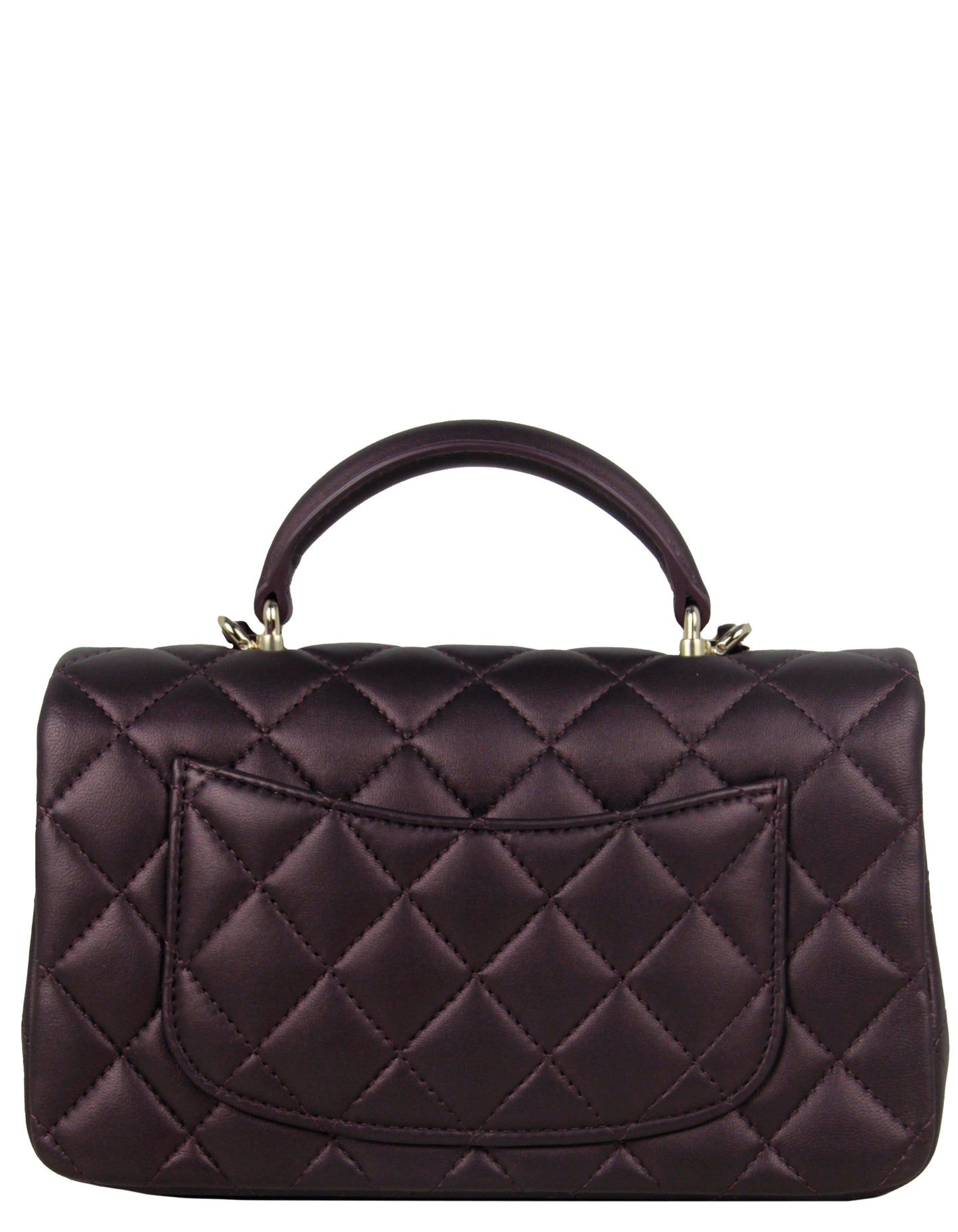 Chanel 2022 Iridescent Burgundy Lambskin Quilted Flap Bag - Rovelle Bags