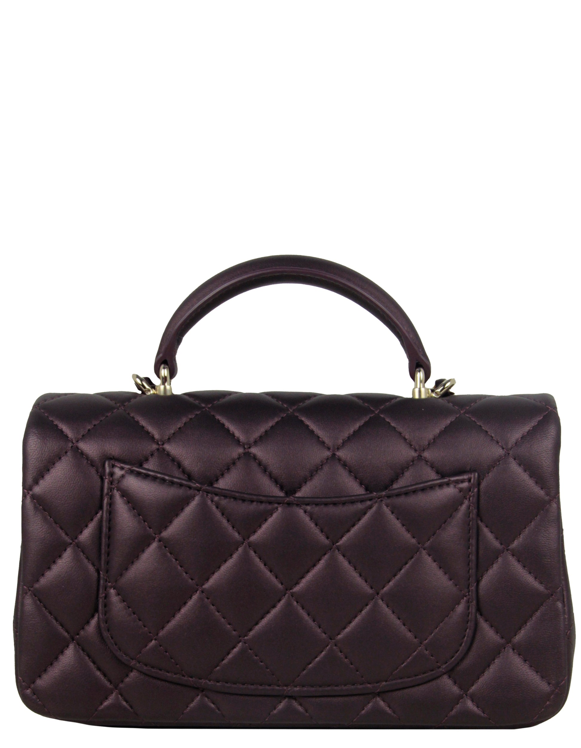 Chanel 2022 Iridescent Burgundy Lambskin Quilted Flap Bag - Rovelle Bags