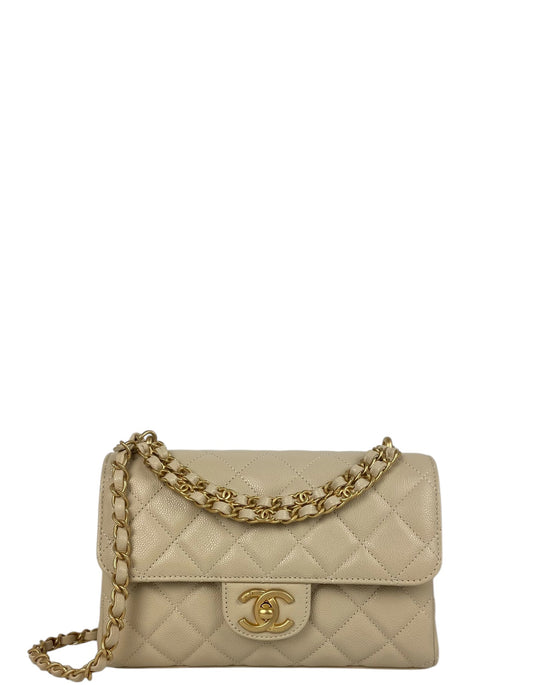 Chanel 2025 Beige Small CC Chain Flap Bag - Rovelle Bags