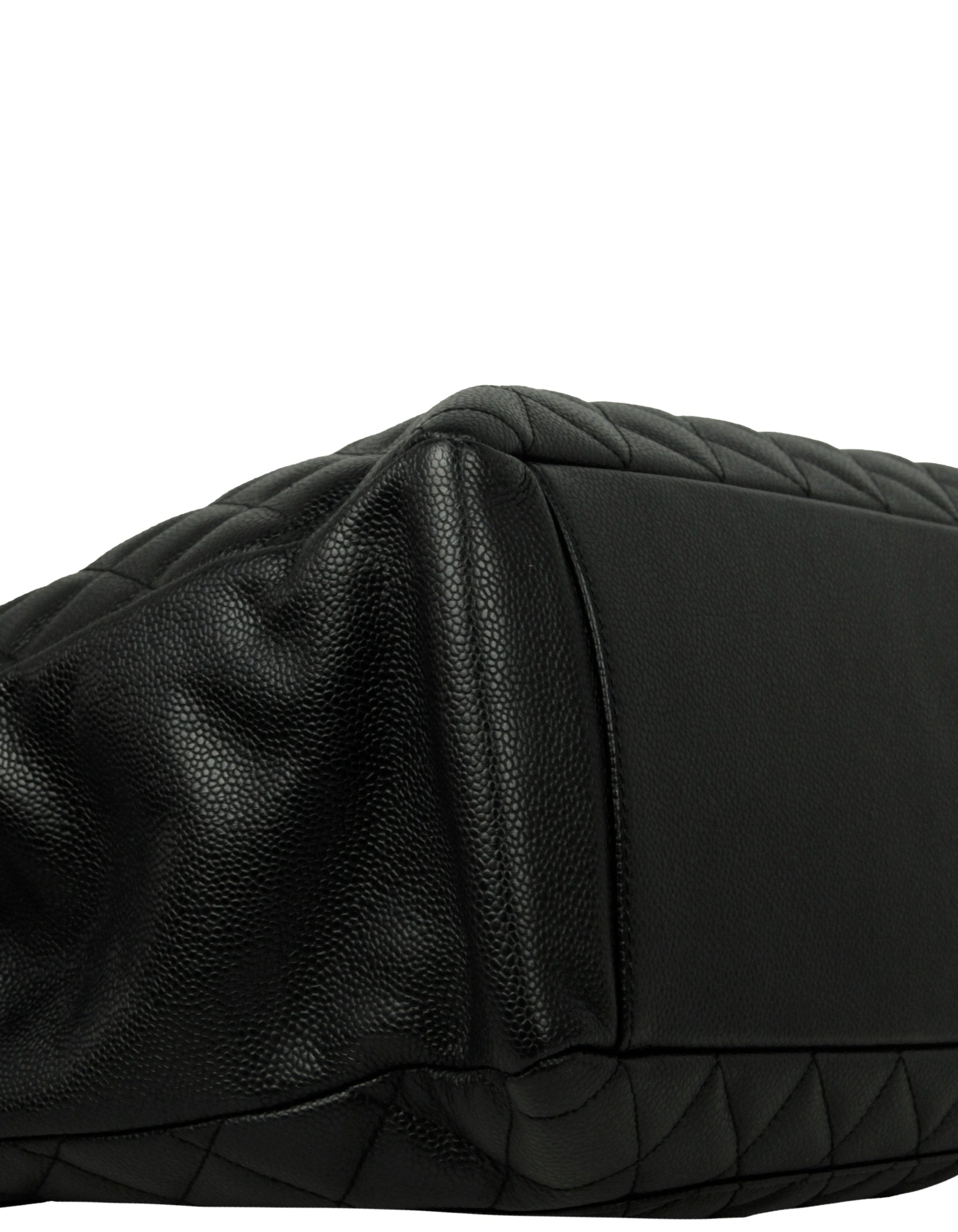 Chanel Black Caviar Leather Quilted Grand Tote Bag - Rovelle Bags
