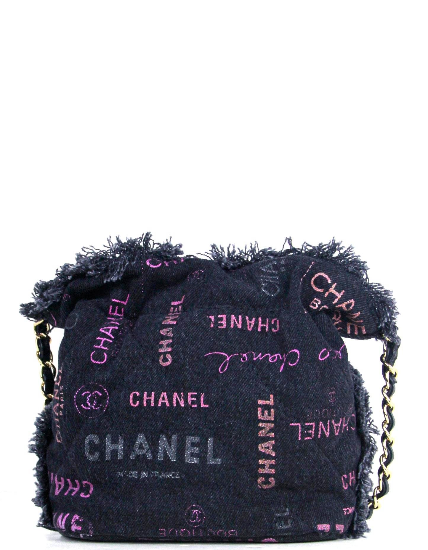 Chanel Black Logo Quilted Mood Mini Crossbody Bag - Rovelle Bags