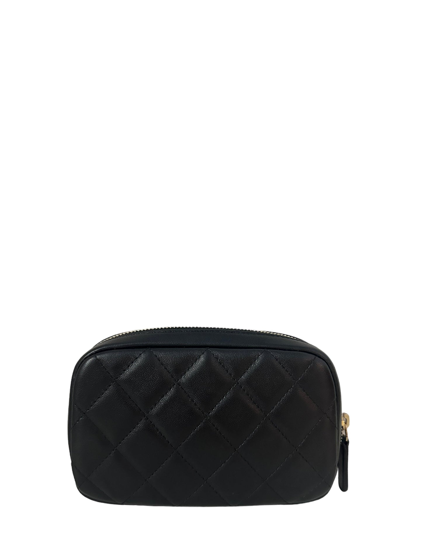 Chanel Black Lambskin Leather Quilted O-Case Clutch Bag - Rovelle Bags
