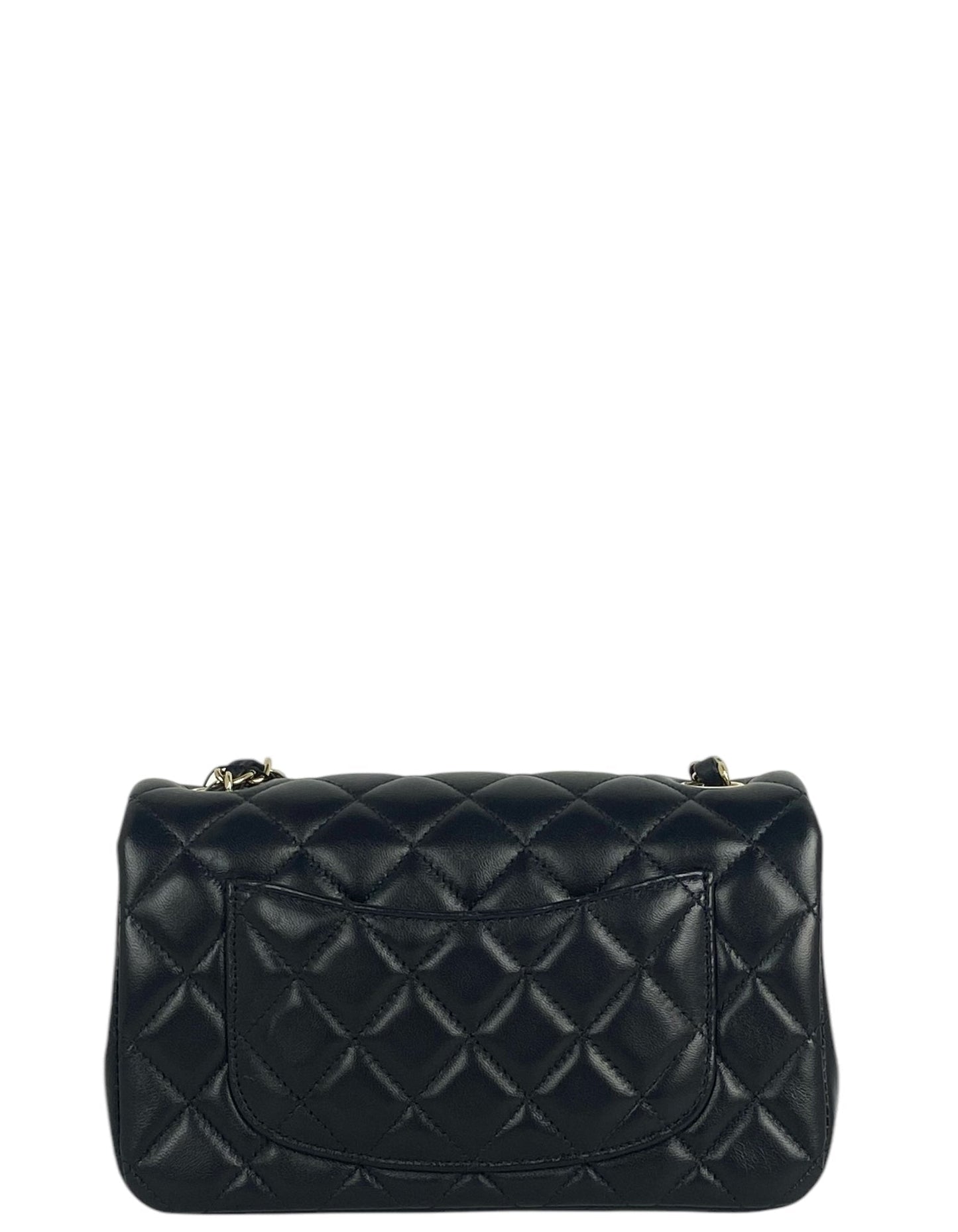 Chanel Black Lambskin Rectangular Mini Flap Flap Bag - Rovelle Bags