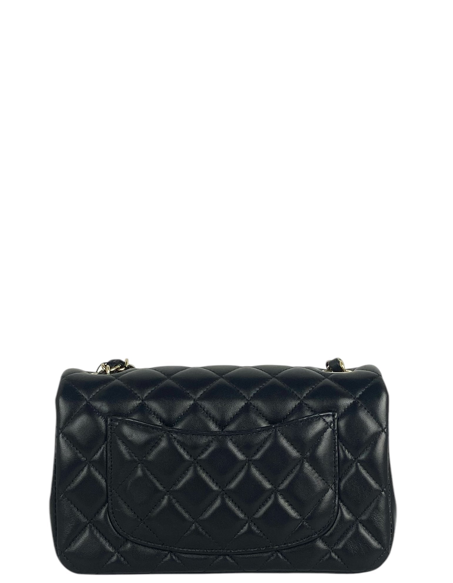 Chanel Black Lambskin Rectangular Mini Flap Flap Bag - Rovelle Bags