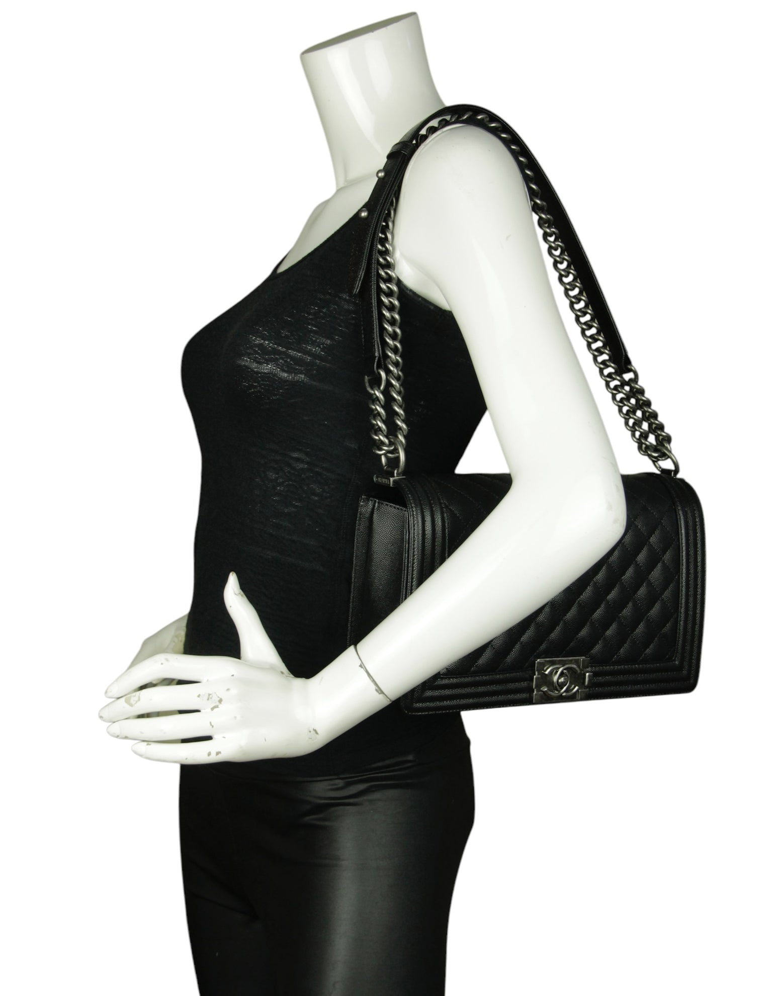 Chanel Black/Ruthenium New Medium Boy Handbag - Rovelle Bags