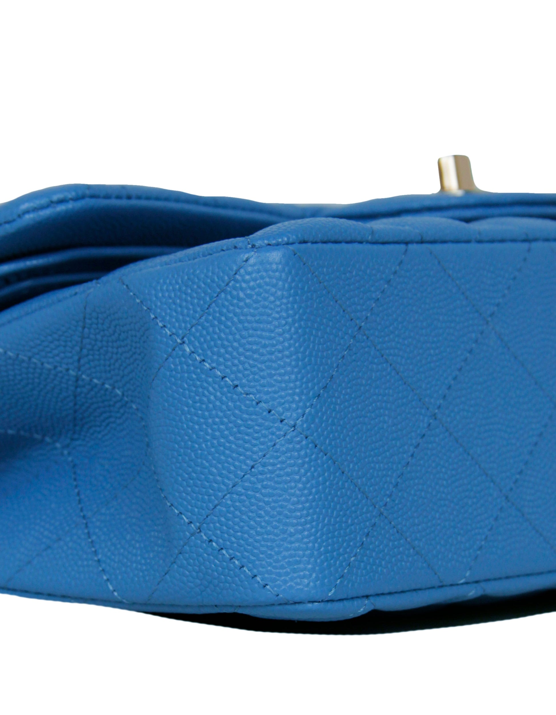Chanel Blue Caviar Leather Quilted Small Flap Bag - Rovelle Bags