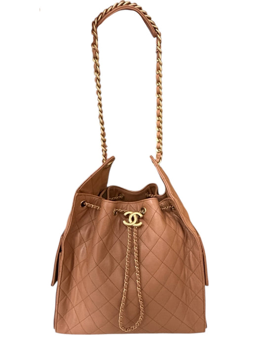 Chanel Brown Leather Medium 25 Hobo Shoulder Bag - Rovelle Bags