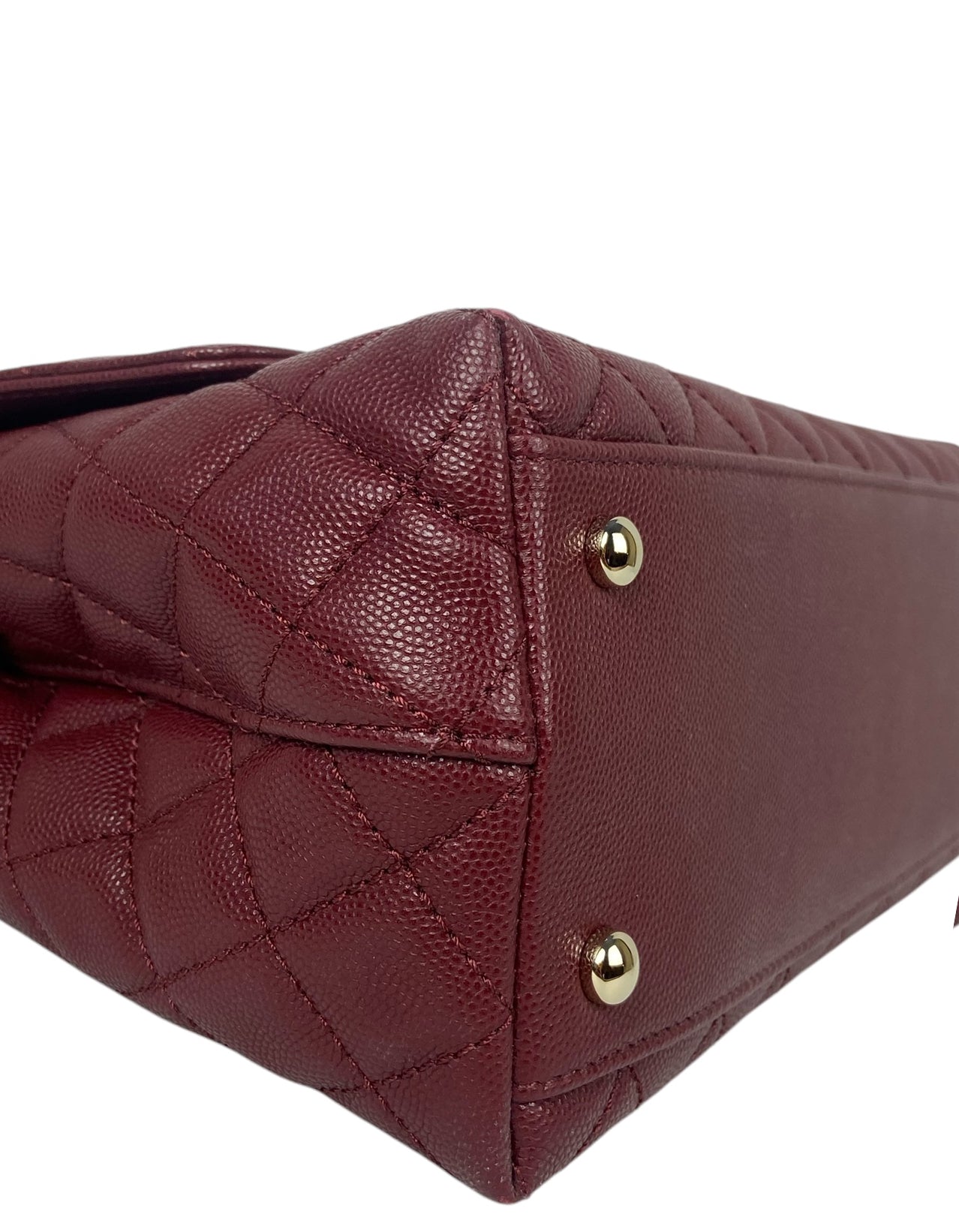 Chanel Burgundy Caviar Small Coco Handle Flap Bag - Rovelle Bags