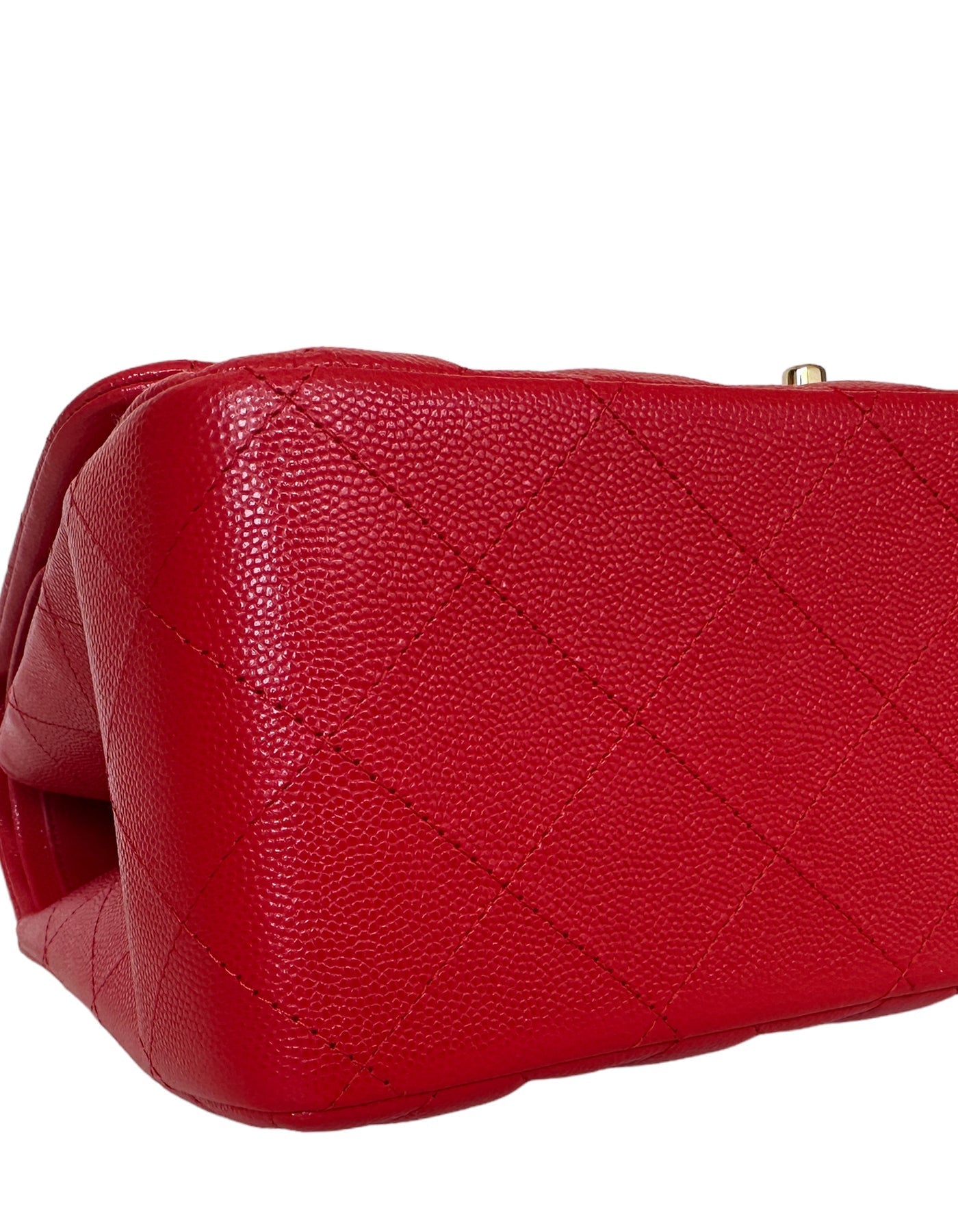 Chanel Red Caviar Leather Quilted Classic Flap Bag - Rovelle Bags