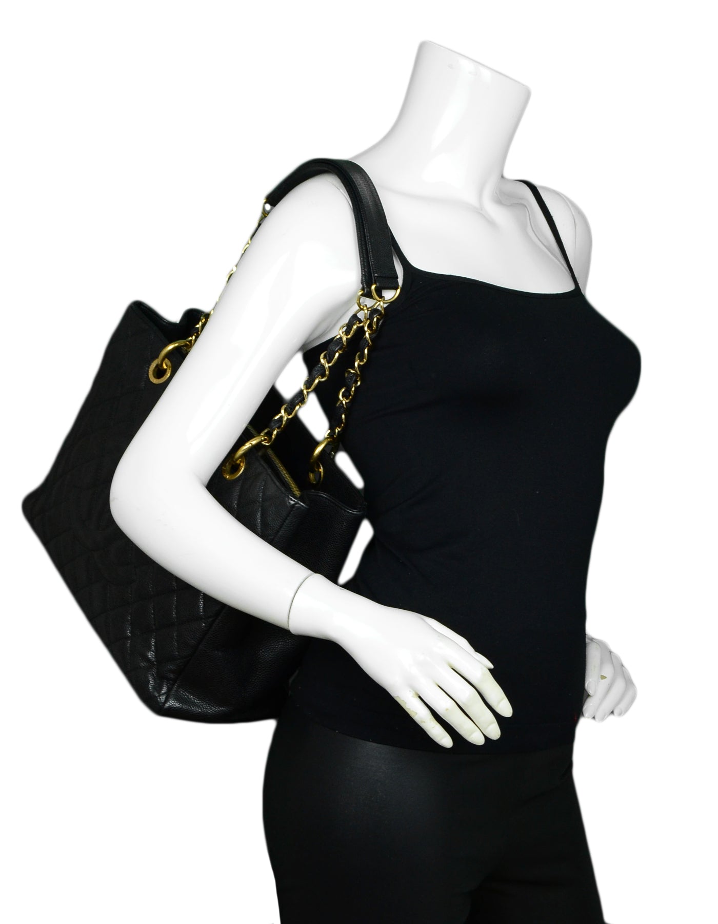 Chanel 2010-2011 Black Caviar Leather Quilted Tote Bag - Rovelle Bags